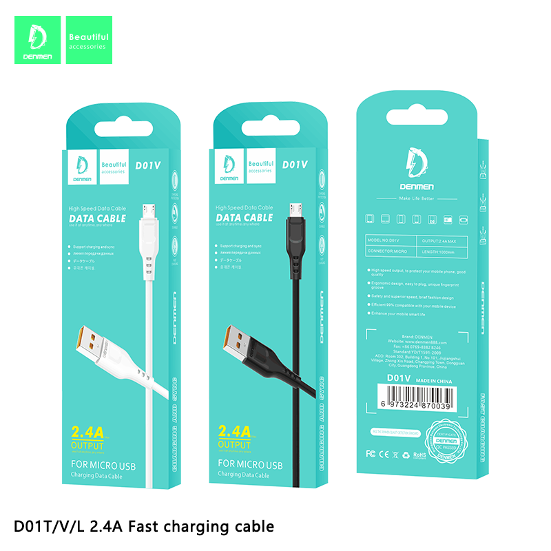 Denmen High Quality D01V Safe Speed Data Cable Micro Lightning Type