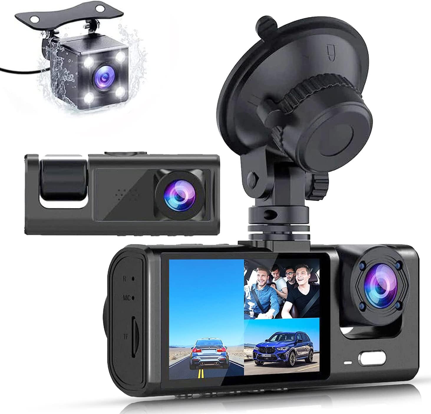 3 Channel Dash Cam Front And Rear Inside 1080P FHD Three Channels Dash