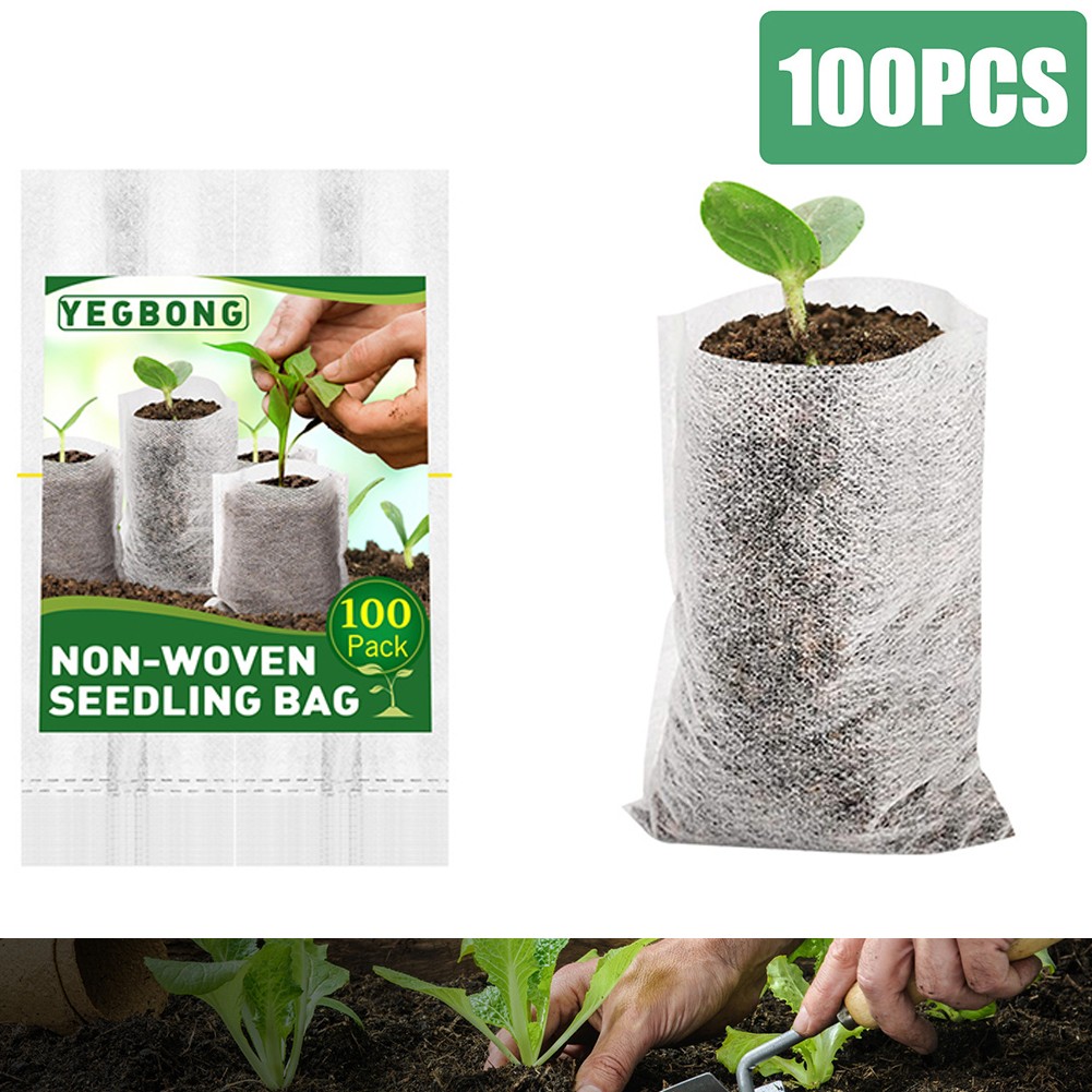 Pcs Non Woven Nursery Bags Plant Gro W Plants Pouch Fabric Se