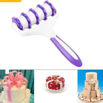 Cake Fondant Strip Ribbon Cutter Embosser Roller Cake Rolling Pin