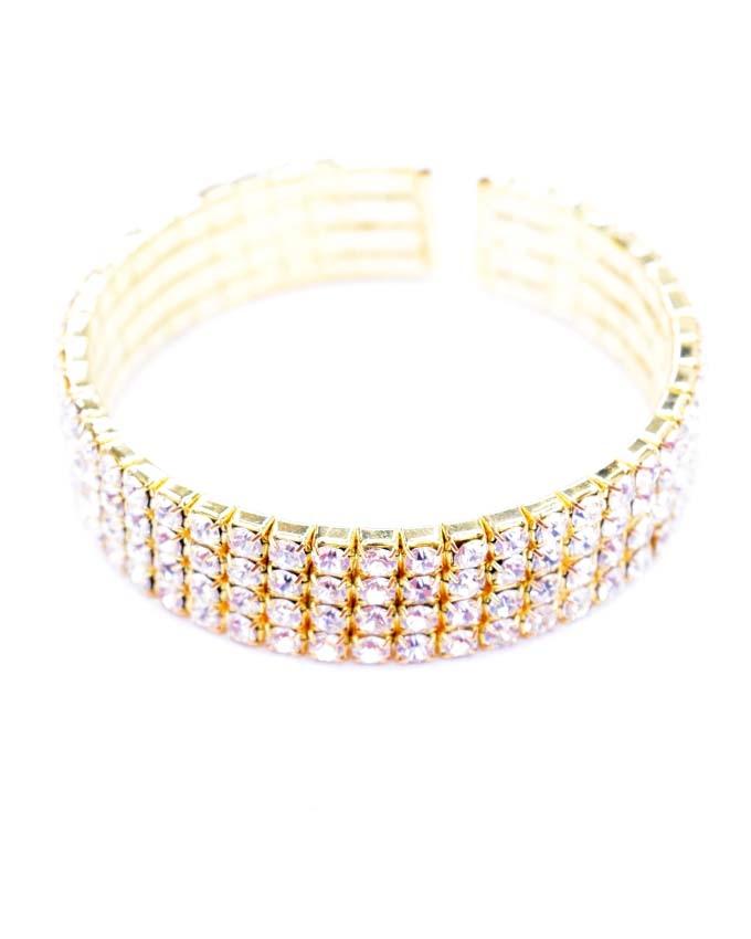 Women's  Crystal Narrow Bangle - Gold