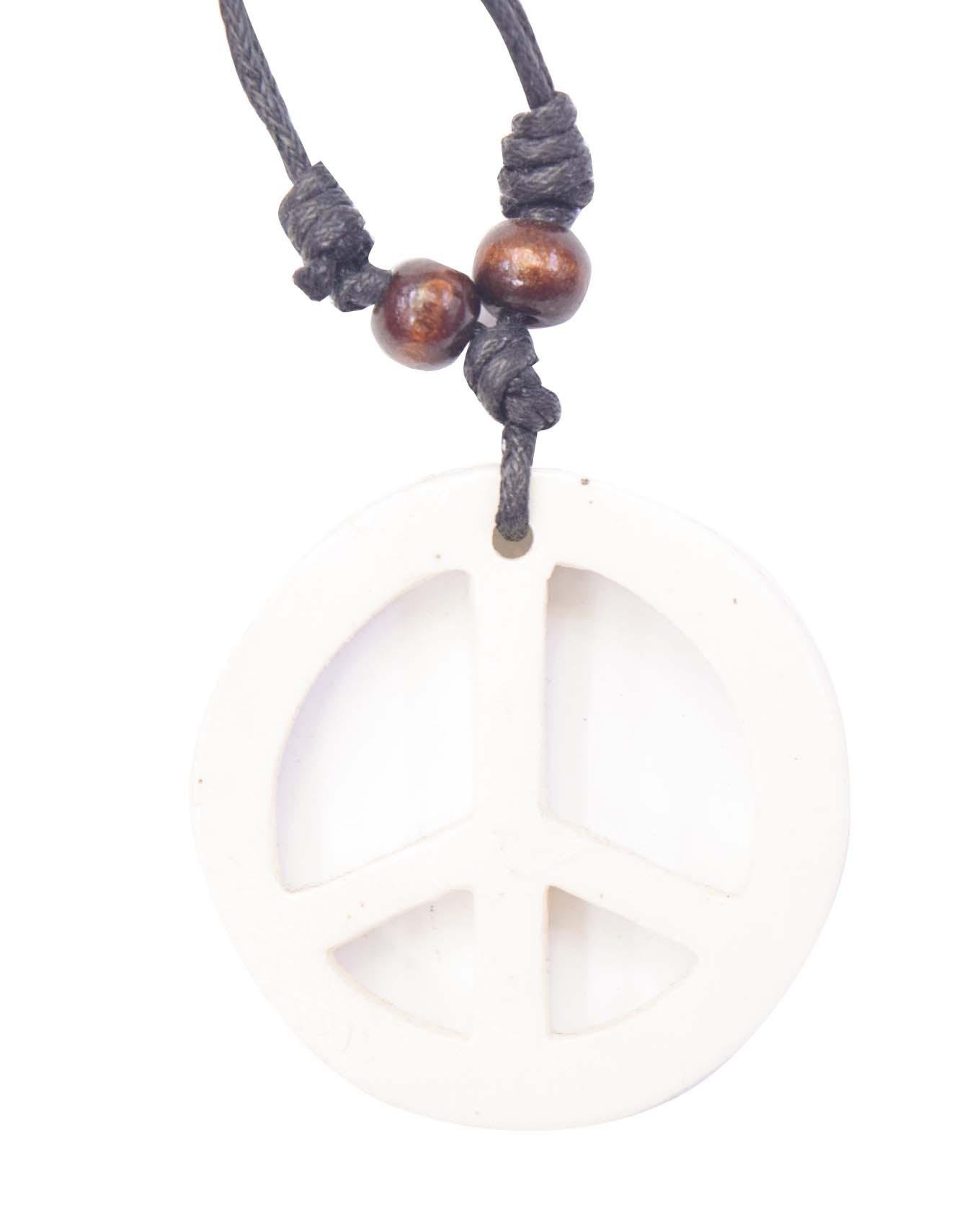 Men's  Cord Peace Silver Chain