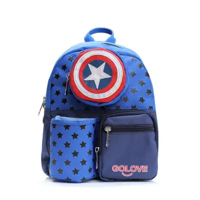 Captain America Shield Printed Backpack School Bag For Kids Boys