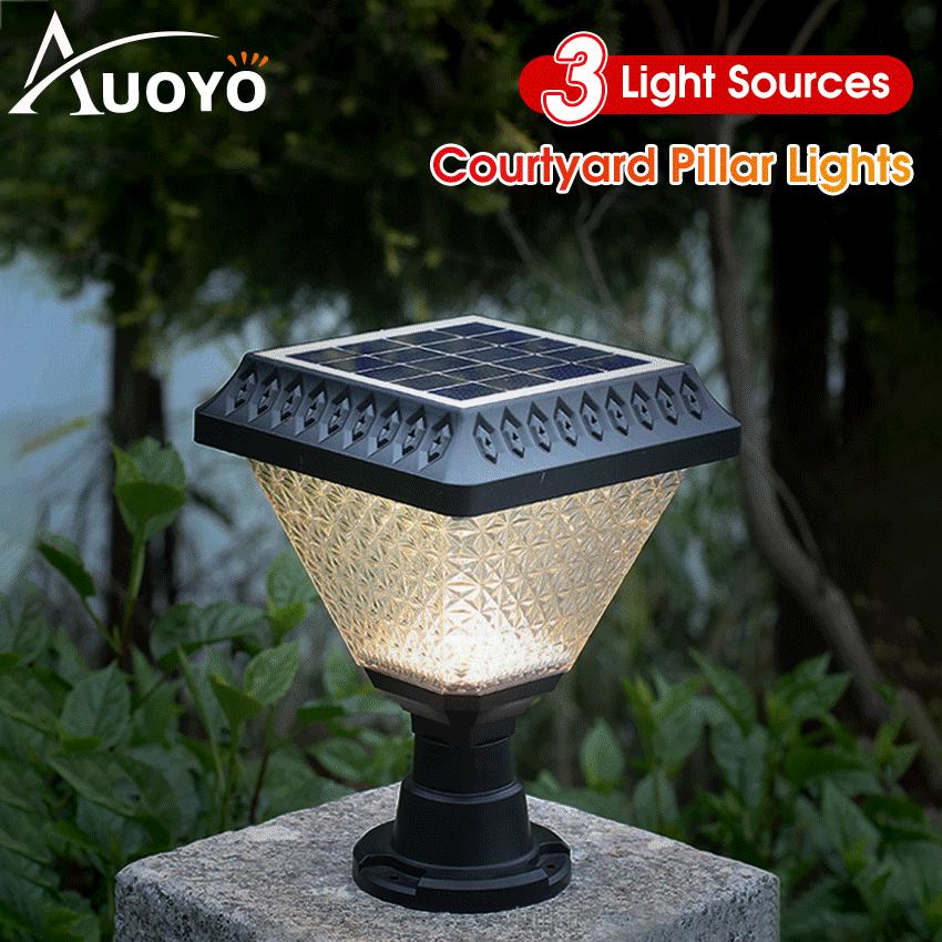 Outdoor Pillar Lights Solar Charging IP65 Waterproof Column Lamp Post