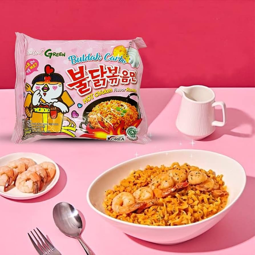SAMYANG BULDUK CARBONARA RAMEN PACKET 130gm . KOREAN RAMEN NOODLES. 