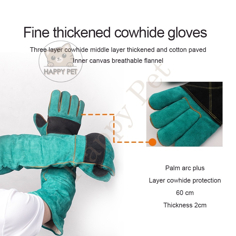 [Happy Pet Trading]Egowz Animal Handling Gloves Bite Proof Kevlar Reinforced Leather Padding,Dog,Cat Scratch,Reptile Squirrel Bite. 