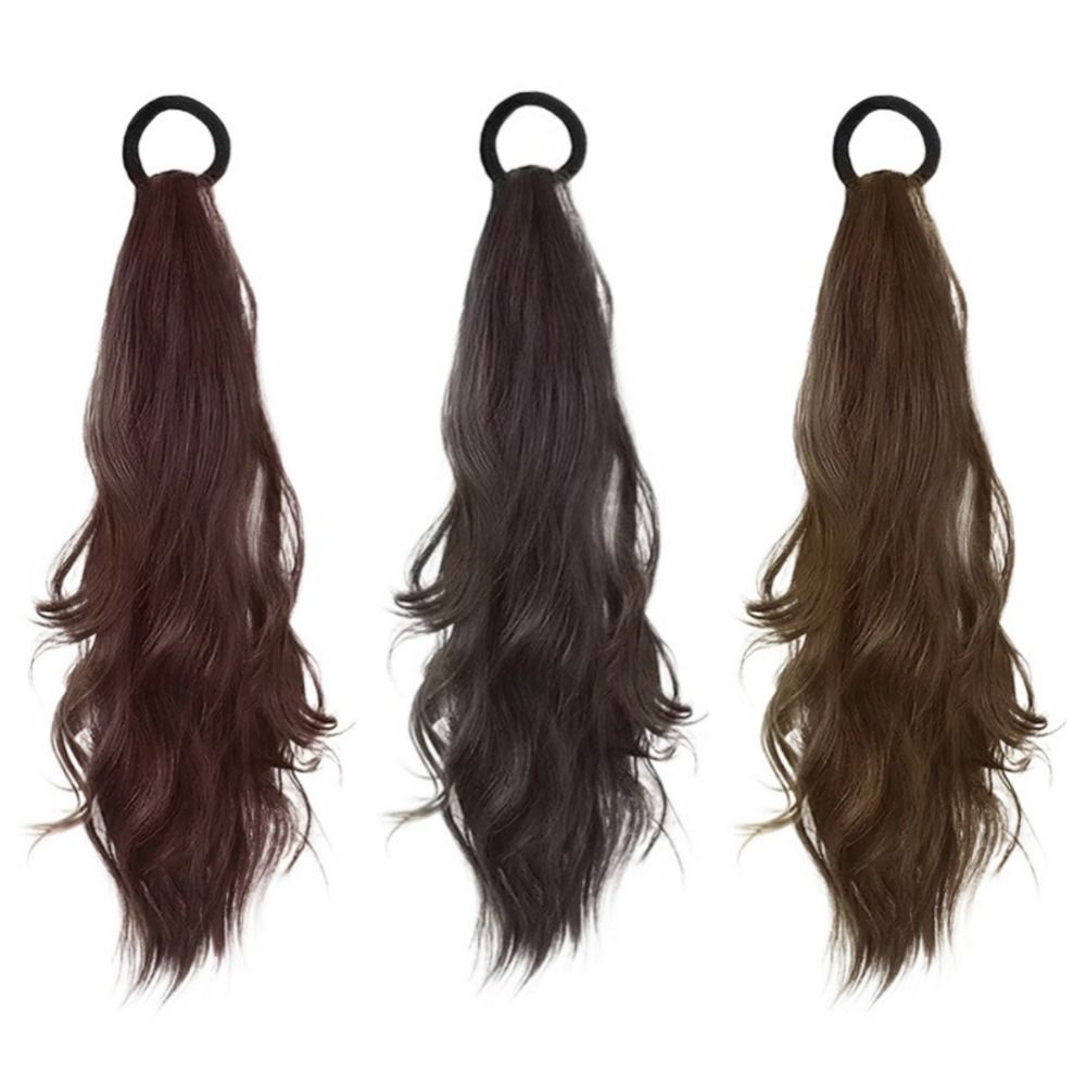 Heat Resistant Ponytail Hairpiece - 50cm Length, Brown/Black Colors. 