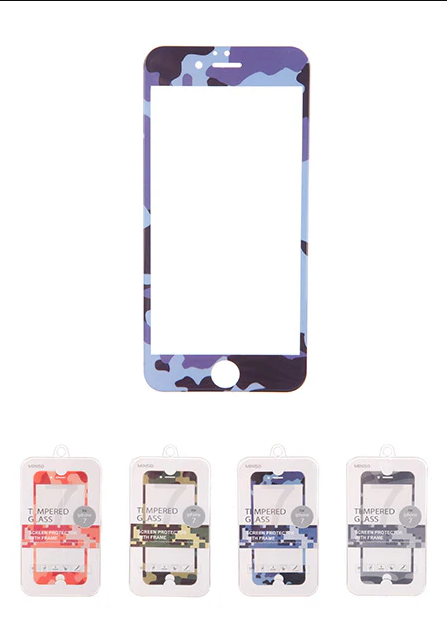 Camouflage - Tempered Glass Screen Protector with Frame for iPhone7+. 