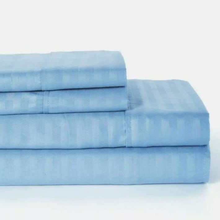 Egyptian Cotton Striped Bedsheet  / Hotel Bed Sheets and Pillow Case / King Size / Flat Sheet
