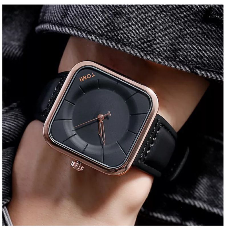 TOMI means gents brown leather strap square shape watch | HP595 |. 