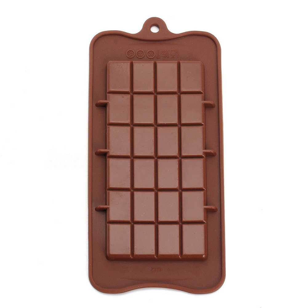 24-Grid Rectangle Chocolate Mold Bar Block Ice Silicone Cake Candy Baking Mould. 