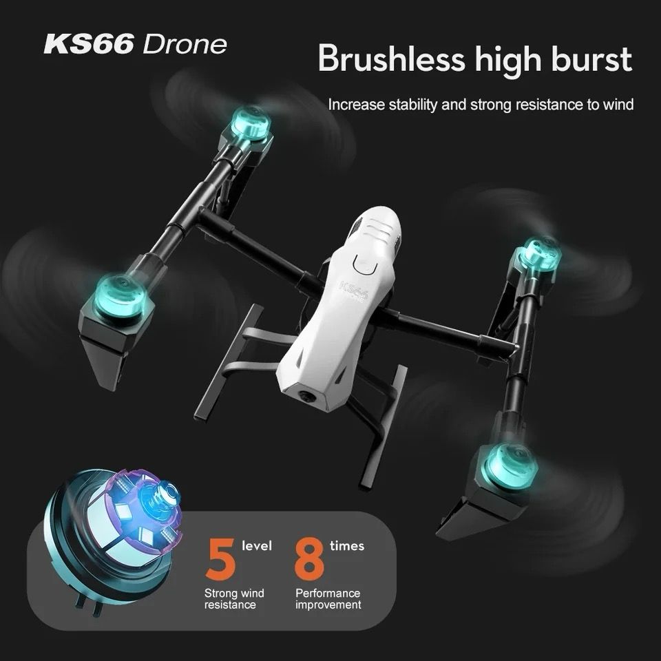 New Genuine KS66 Drone Dual Camera 8K Professional Optical Flow Dual Brushless Dron Visual Hover Free Bag PackDual Lens Alloy. 