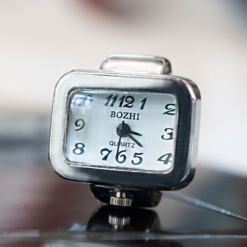 Rectangular Vintage Ring Watch Small Finger Watch Ring Dial Quartz Elastic Watchband Waterproof Steel Mini Ring Watches. 