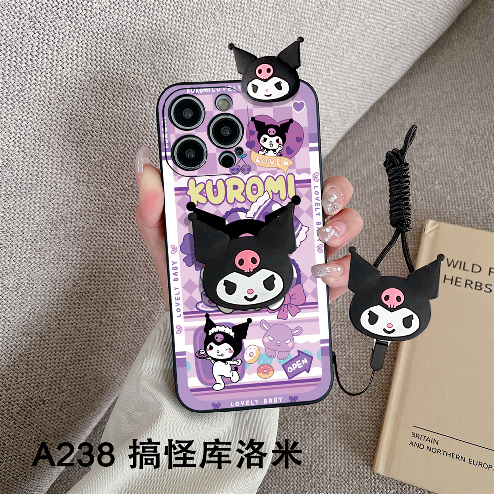 Kuromi Case Realme X X Lite X2 X7 X7 5G X7 Max 5G X7 Pro X7 Pro 5G X50 5G Phone Case Fashion Cartoon Cute Kuromi with Lanyard Stand Holder Soft Silicone Rubber Shock-proof Back Cover. 