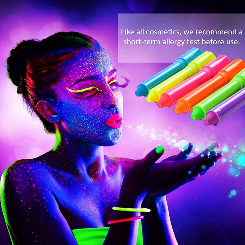 Glow in the Dark Face Body Paint Glow Sticks Markers Makeup Face Painting Kits, For Halloween and Parties. 