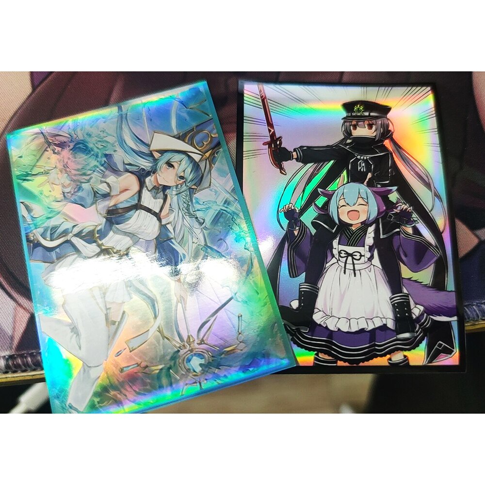 63x90mm 50PCS/LOT Laser YUGIOH Card Sleeves Illustration Anime Protector Card Cover for Board Games Trading Cards. 