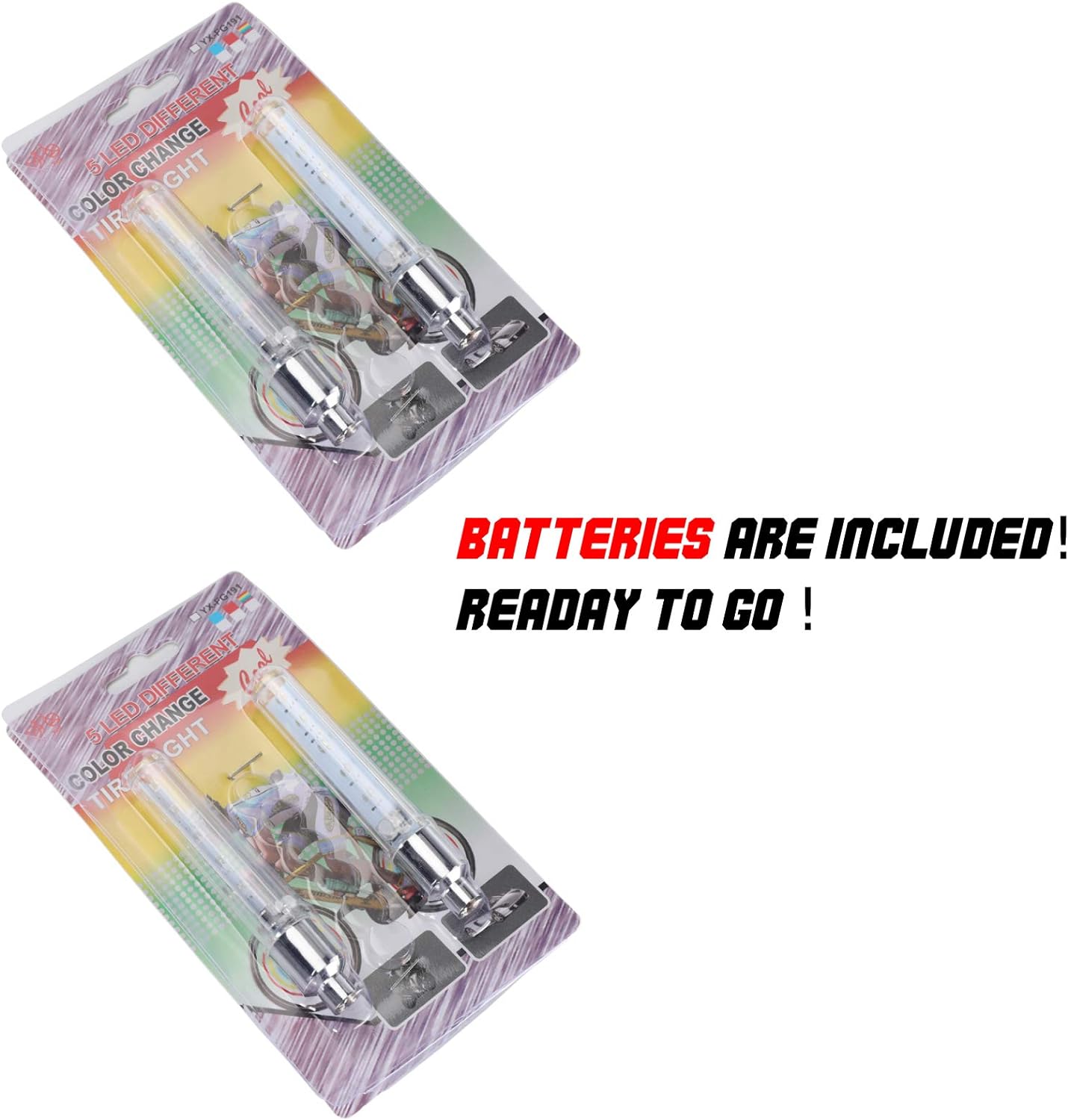Bicycle Tire Valve Stem Light with 5 LED 7 Modes Battery Included Colorful Waterproof Safety Flashing Lights for Bicycle & Motorcycle Accessories. 