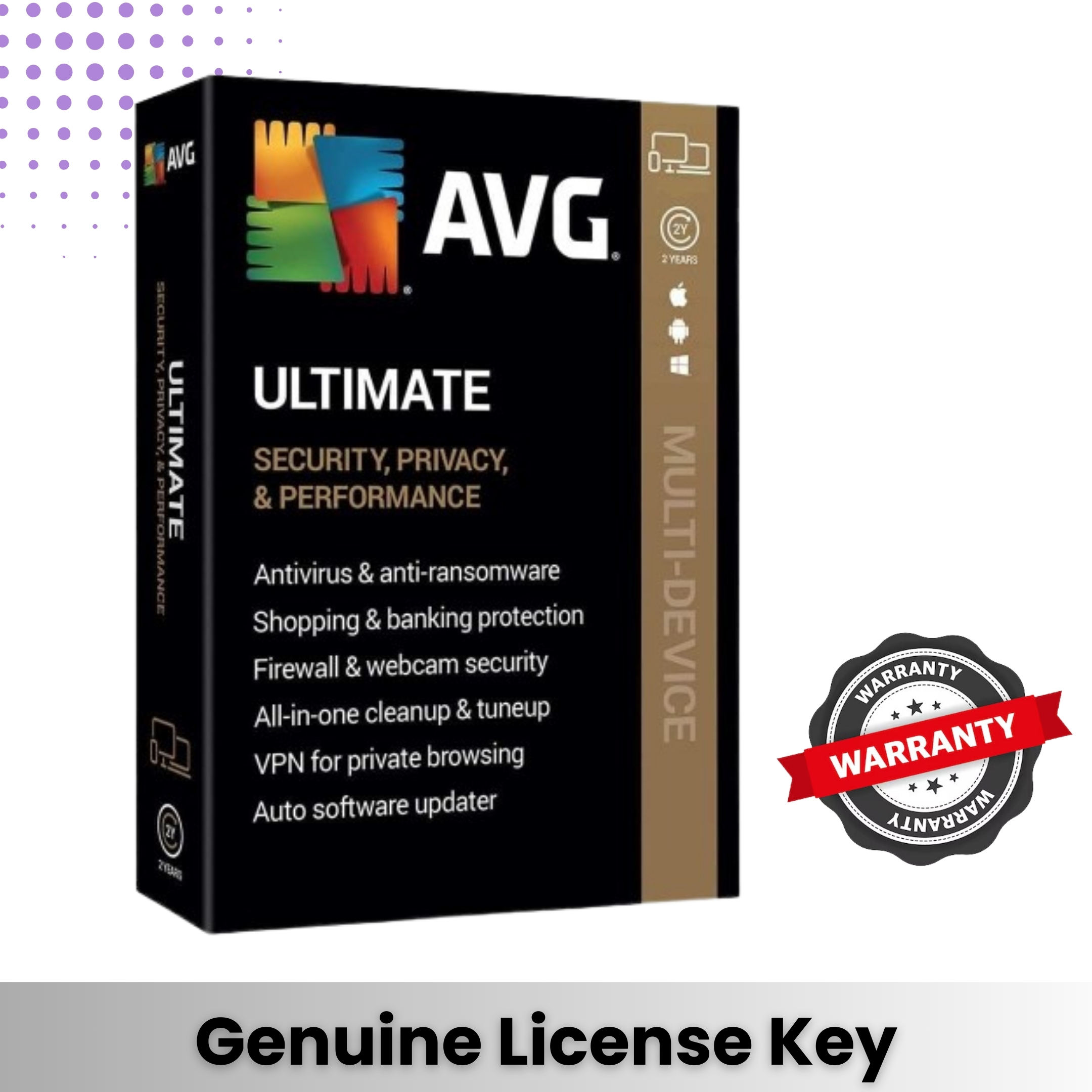 Genuine AVG Ultimate 2024 AntivirusORIGINAL Activation Code 1 Year 1 Device Mobile PC MAC virus guard
