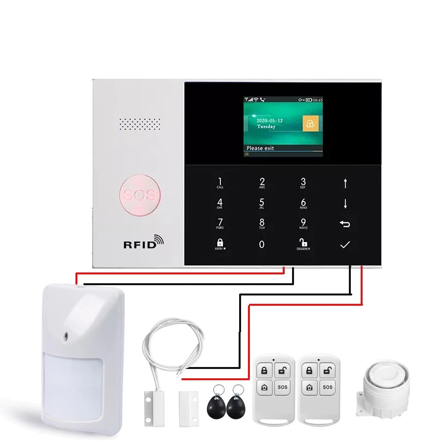 PGST PG 105 TUYA Security Alarm System WiFi Gsm  RFID Home Burglar Security Alarm Home Kit Wired And Wireless Smart Life APP Control. 