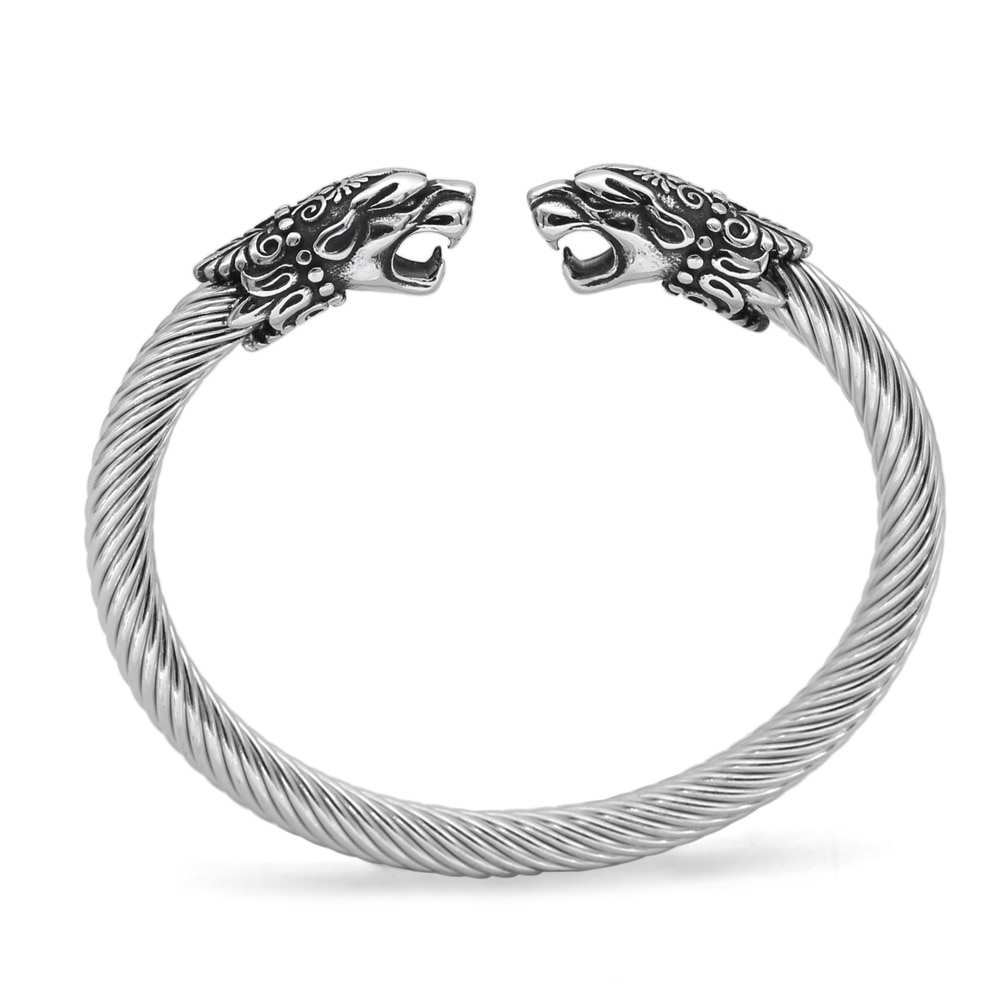 【Happy childhood memories】stainlesss steelviking wolf bangle viking bracelet viking jewelry men gift bag