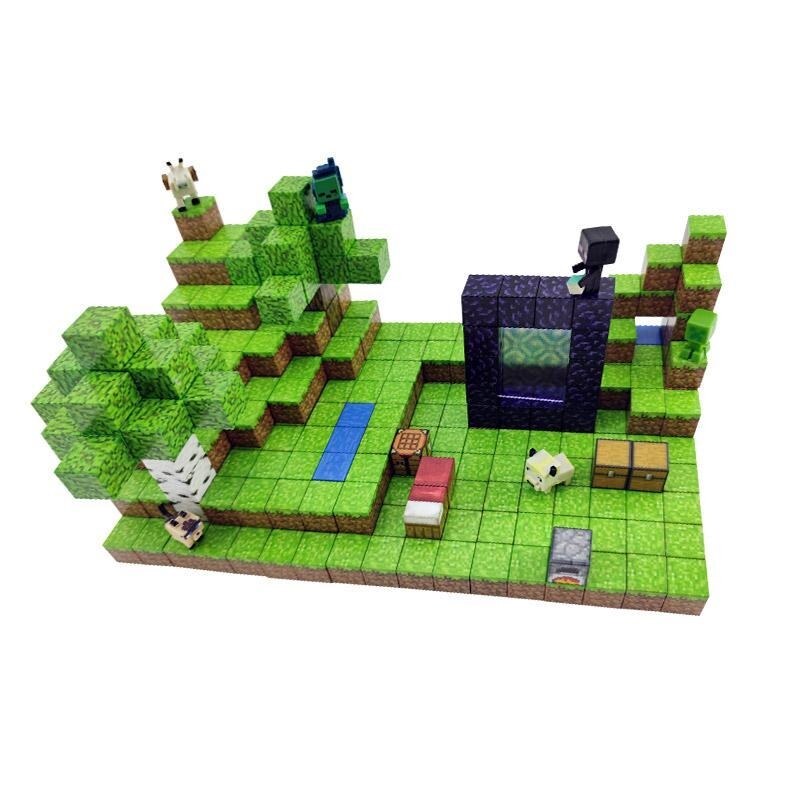 ℗ dghshbsfhbsfhbd Minecraft Magnetic Cube Assembly Magnet Puzzle Building Block Assembly Toy Boys Mini Magnetic Portal