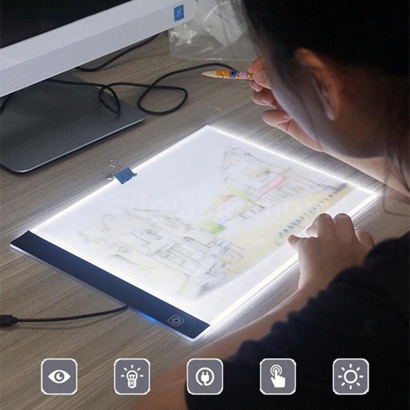 A4 LED Copy Board Light Pad Drawing Tracing Tablet Copyboard Animation Sketching Stencil Diamond Painting USB. 