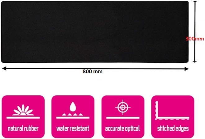 PLAIN MOUSEPAD BLACK/Red/Blue-- BIG (800 X 300 X 3MM)(11.8x31.5x0.12 Inches). 