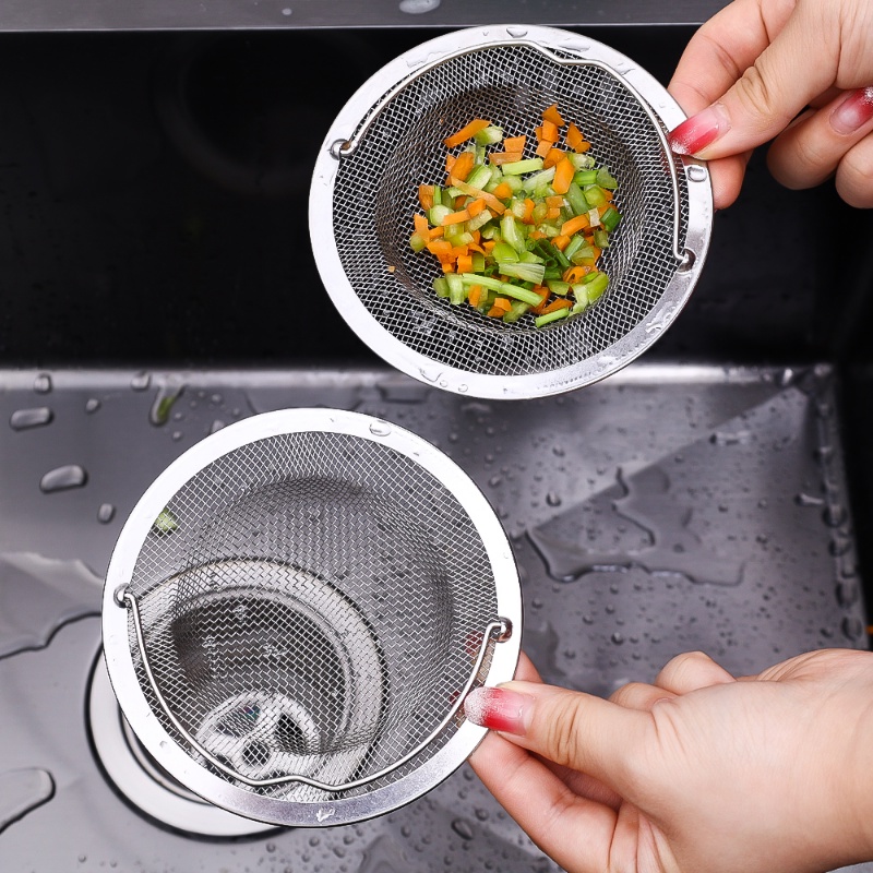 1Pc Water Sink Filter Shower Drain Hole Anti Blocking Mesh Stainless Steel Sink Strainer Floor Drain with Handle Kitchen Gadgets. 