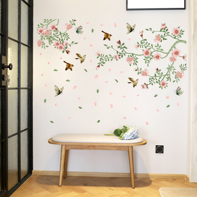Wall Sticker XXL Peach Blossom Birds Wall Tattoo Wall Art Decal Home Room Deco. 