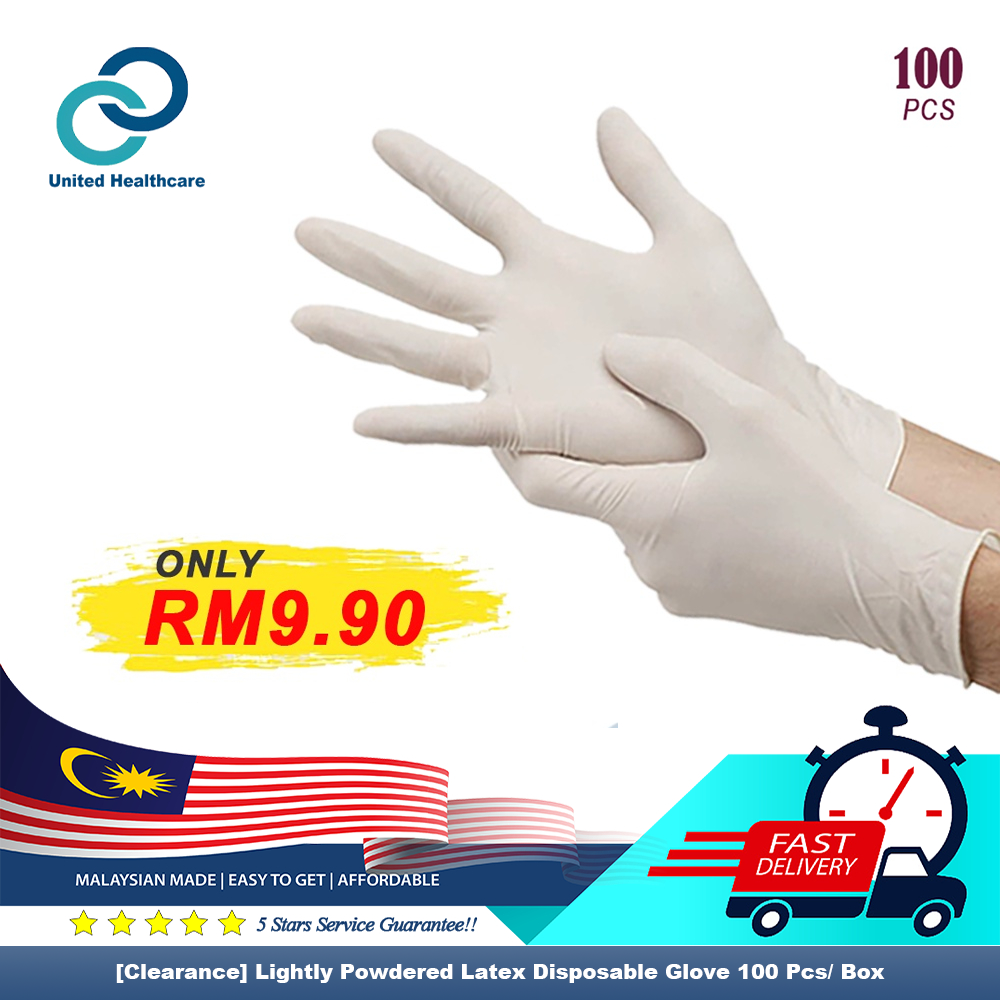 [Clearance] Lightly Powdered Latex Disposable Glove 100 Pcs/ Box
