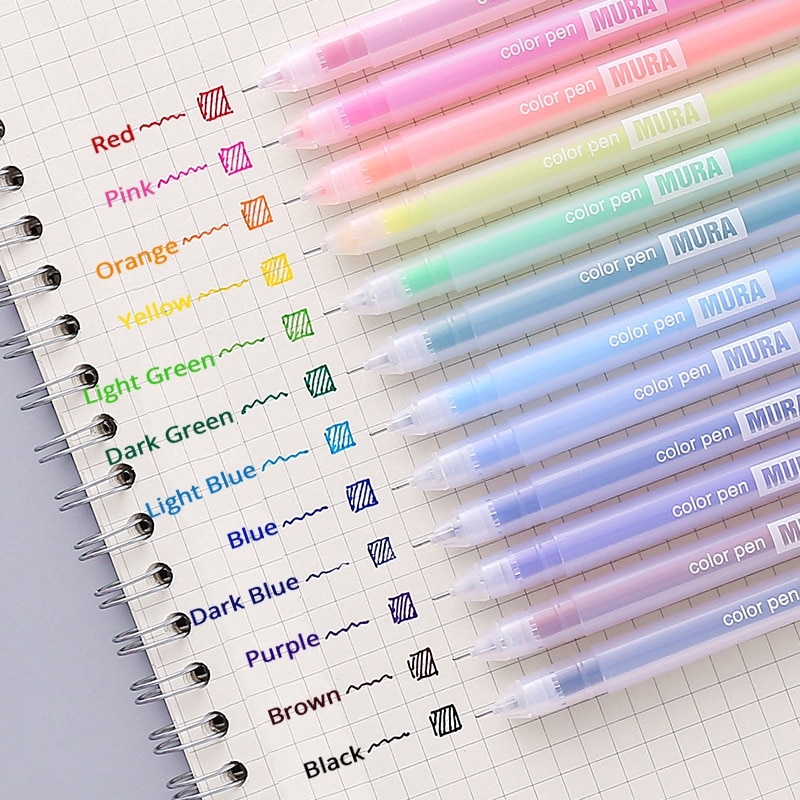 【HOT】 12 Color Macaron Kawaii Pen 12 Colored Gel Pens Set 0.5 Mm