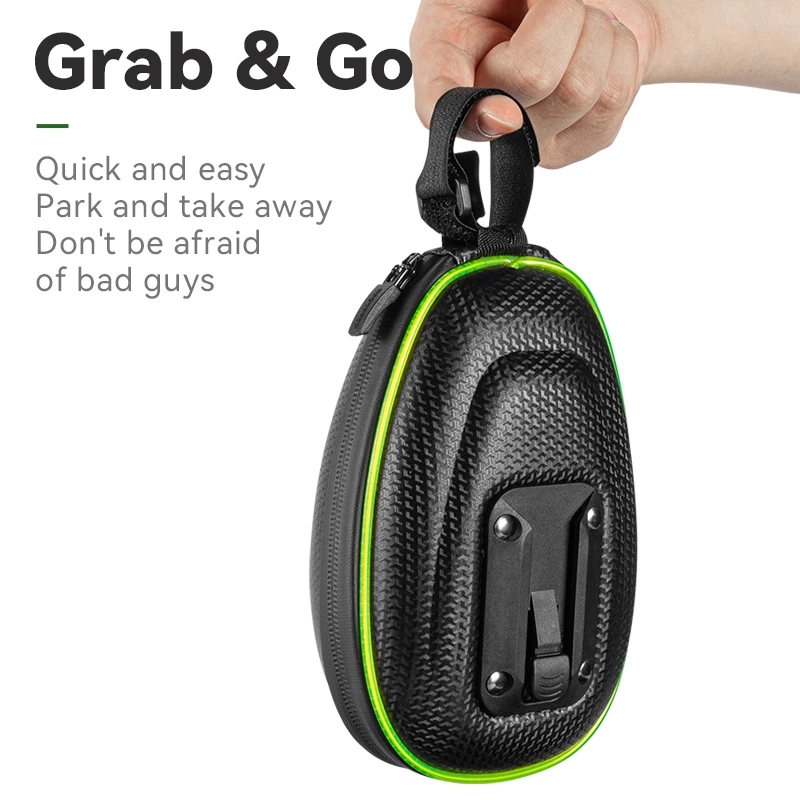 ROCKBROS Bike Bag with Light Double Warning EVA Hard Shell Bike Bag Seat Cycling Tail Rear Pouch Bag Bicycle Saddle. 