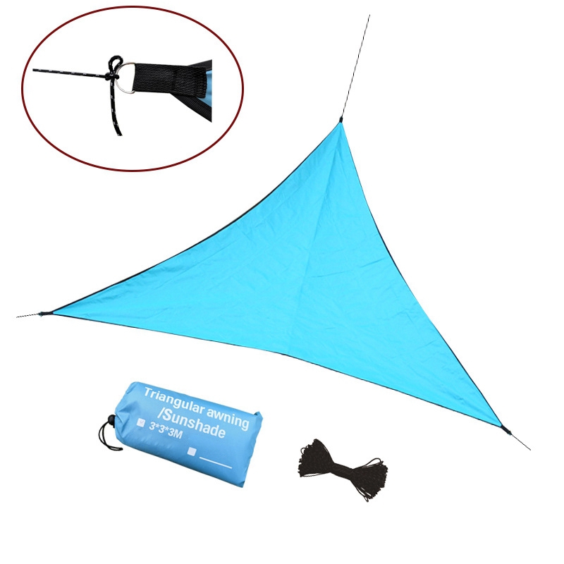 3X3X3M Waterproof Triple-cornered Sun Shelter Awning Parasol Outdoor Canopy Garden Patio Shade Sail Cloth-Light Green. 