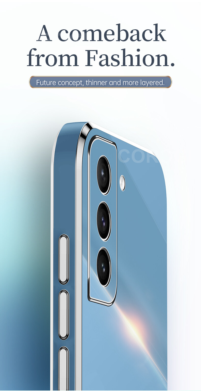 For Samsung Galaxy S22 Plus Back Cover Fashion Shiny Plating Square Bumper Camera Protection Case Soft Silicone Shockproof Protective Mobile Phone Cases. 
