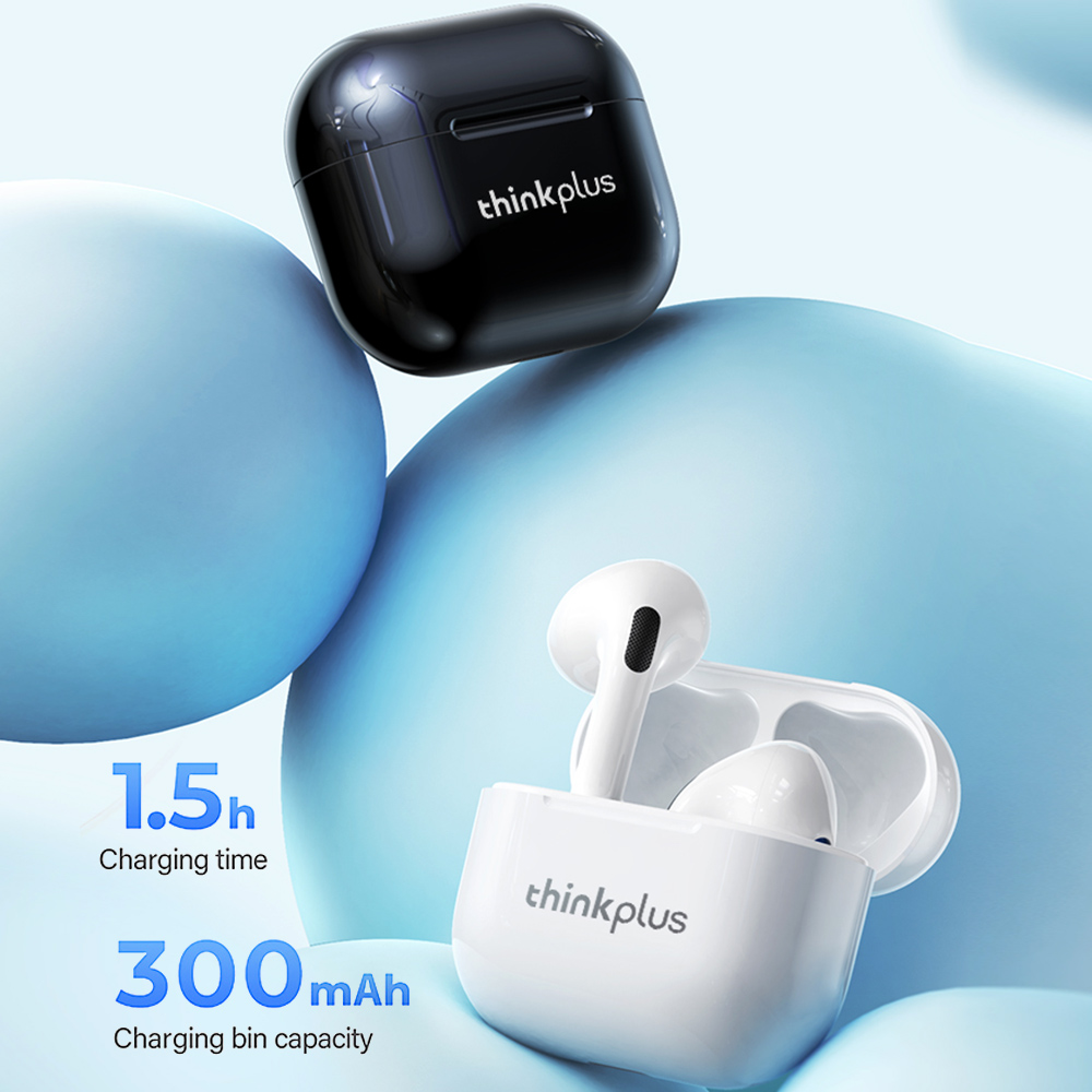 Lenovo LP40 Black Wireless Earbuds TWS Live Pods Bluetooth 5.0 Stereo Bass Earphone Touch Control with Mic. 