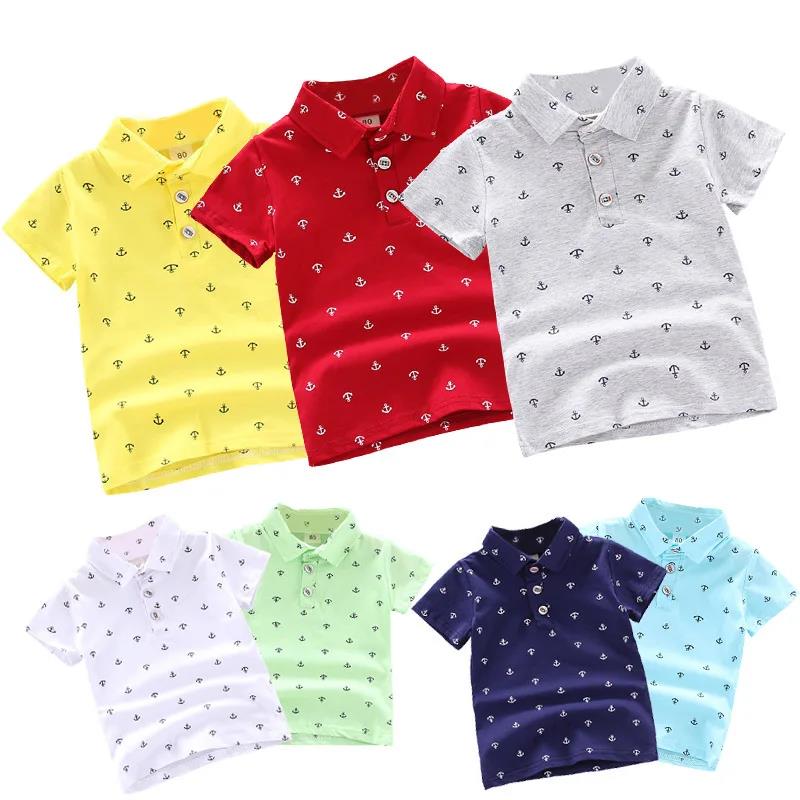 Direct Sale Cotton Shirt Top 2024 Summer New Baby Kids Boys Fashion Breathable Print Short Sleeve Lapels. 