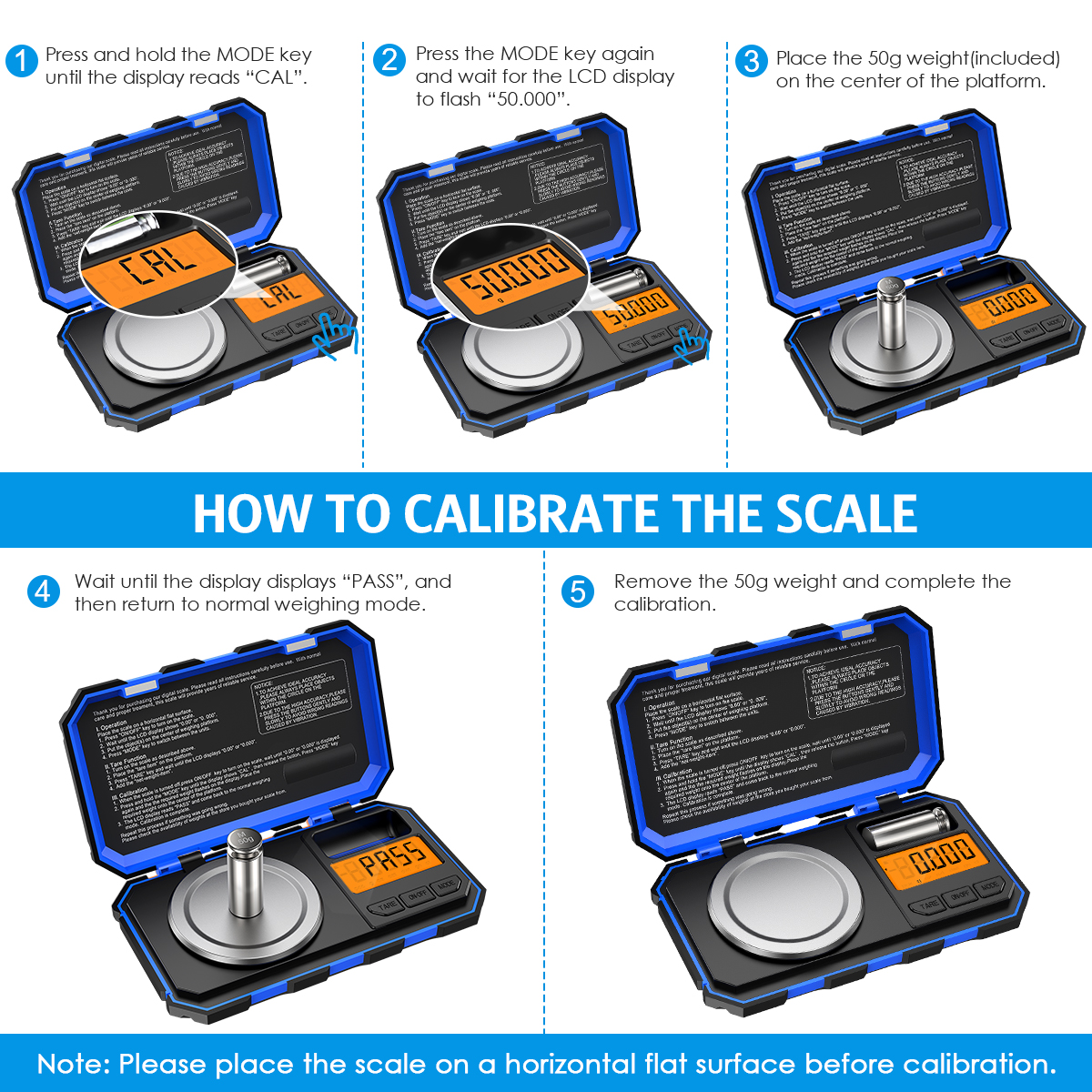 【ZOSR】Brifit 0.001g/50g Digital Pocket Scale, 0.001g Division Precision Mini Food Scales, Portable Mini Jewelry Scale with Calibration Weights, Tweezers, , Tare Function, for Jewelry, Experiment,with 50g Calibration Weight and Tweezers. 