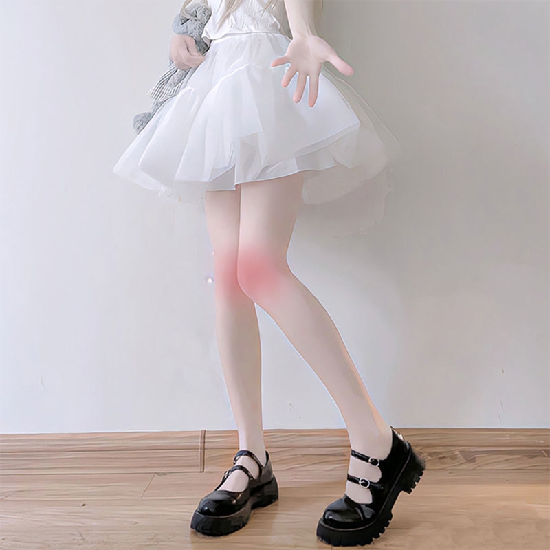 Women Ultra Thin Sheer Pantyhose Japanese Lolita Knee Pink Blushing Color Tights Drop Ship. 