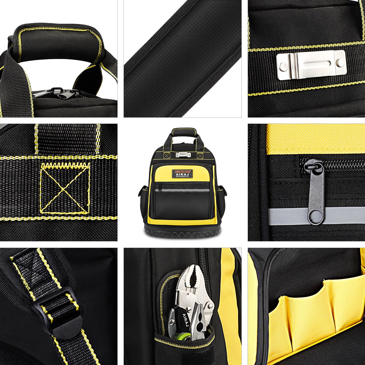 AIRAJ Waterproof Tool Backpack Tool Bag Rubber Base Heavy Duty Tool Organizer Electrician Plumber Maintenance Worker Tool Bags Pizazzazz. 