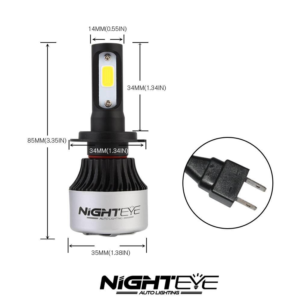 Nighteye 9000LM H4 / H7 / H11 / 9005 / 9006 led headlight fog Light bulb canbus error free anti flicker. 