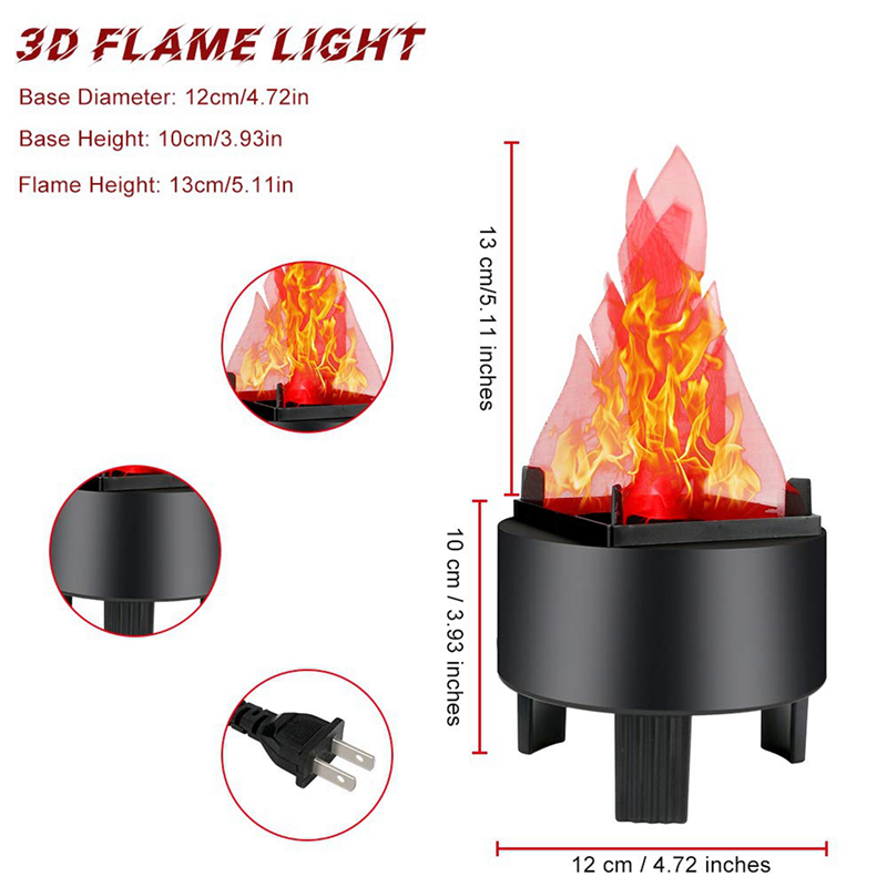 4X LED Fire Flame Effect Light Artificial Electric Flicker Campfire Lamp Party Decor Supplies for Bar Home, US Plug. 