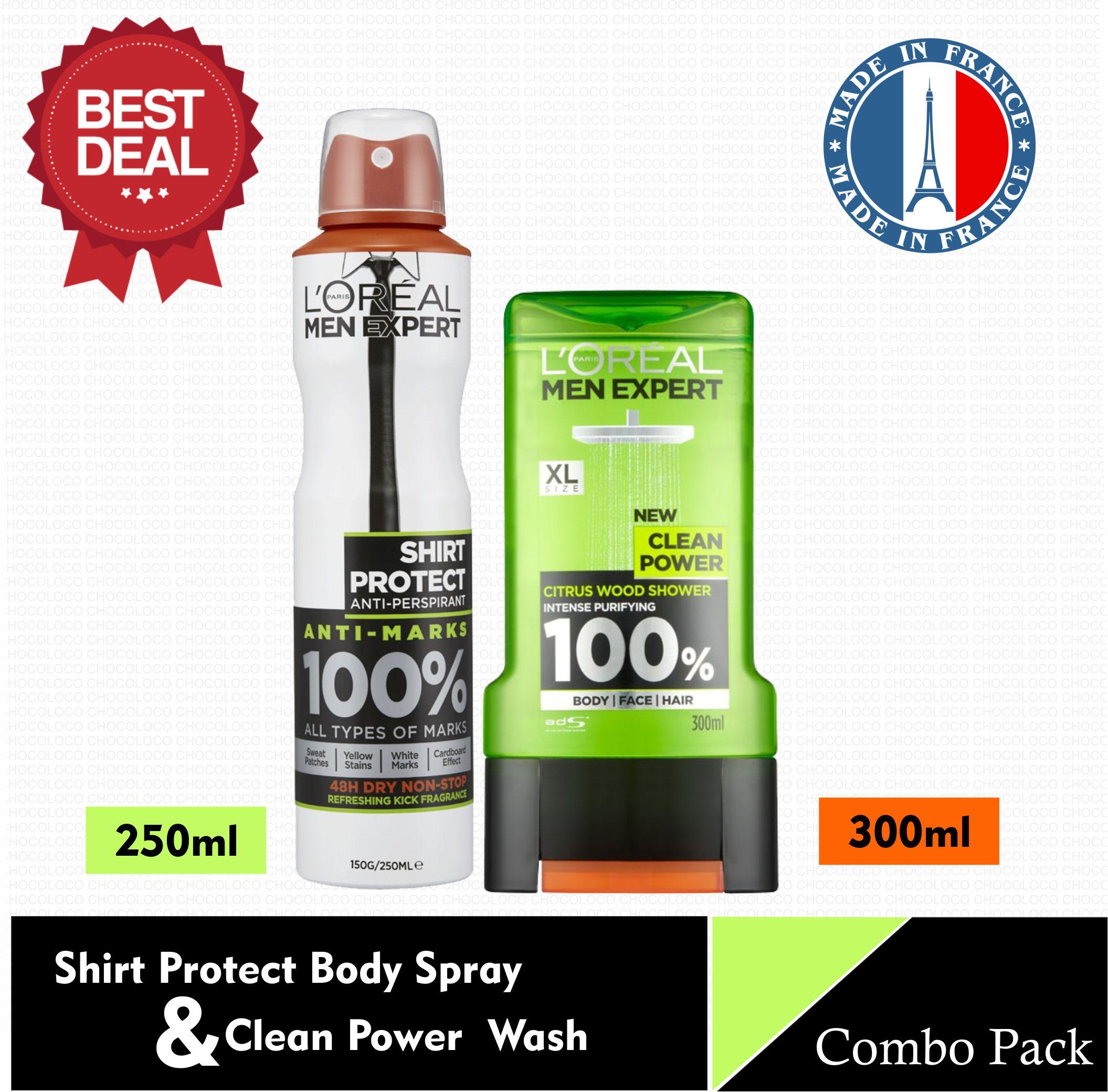 Loreal Men Expert Shirt Protect Deo Spray Clean Power Shower Gel