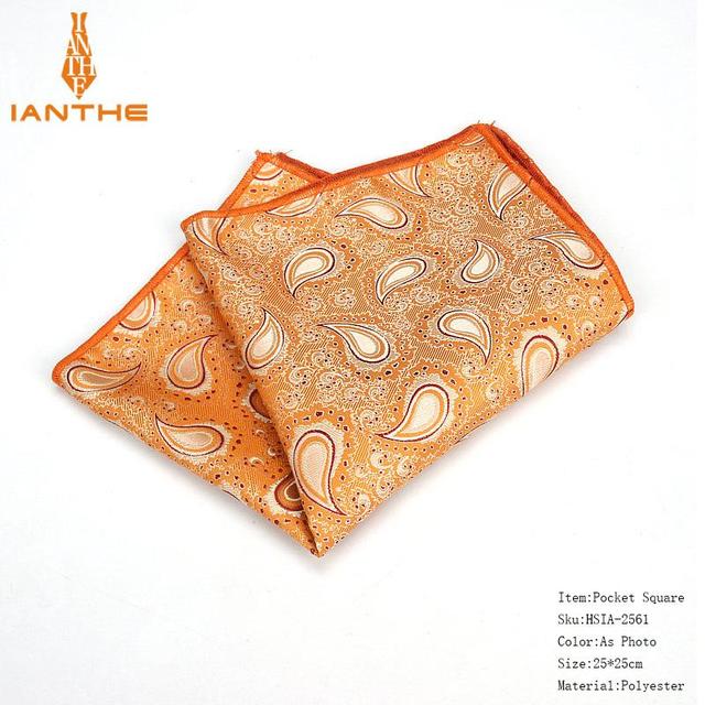 Polyester Handkerchiefs Woven Paisley Pattern Hanky Men's Business Casual Square Pockets Handkerchief Wedding Hankies. 