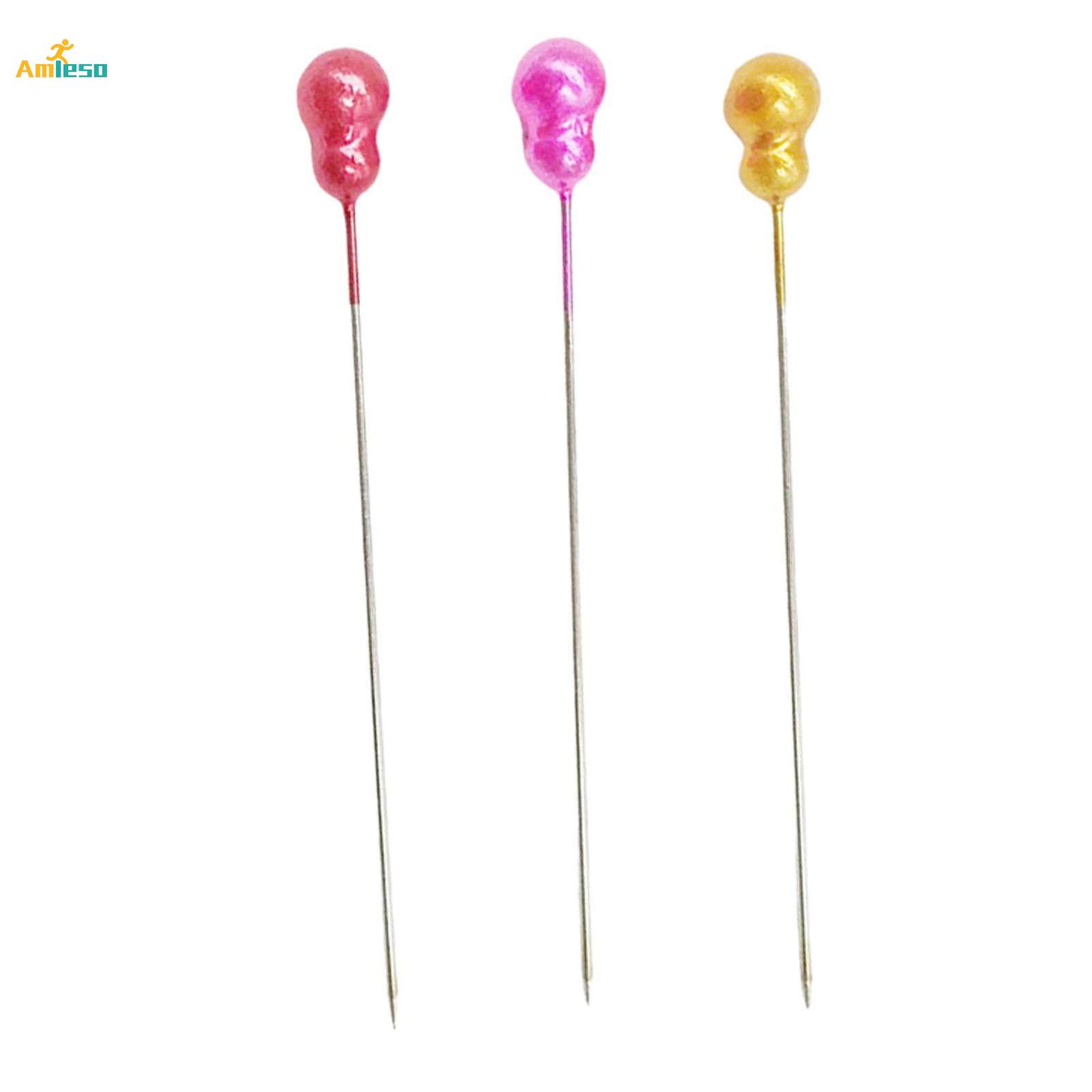100Pcs Colorful Pearl Head Straight Pins Sewing Pins for Dressmaking Craft. 