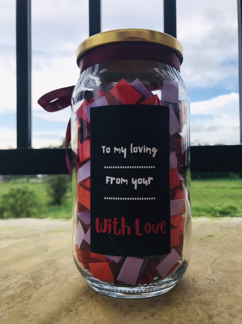 Love Jar Gift of 365 Reasons For Loving You in Red and Black. 