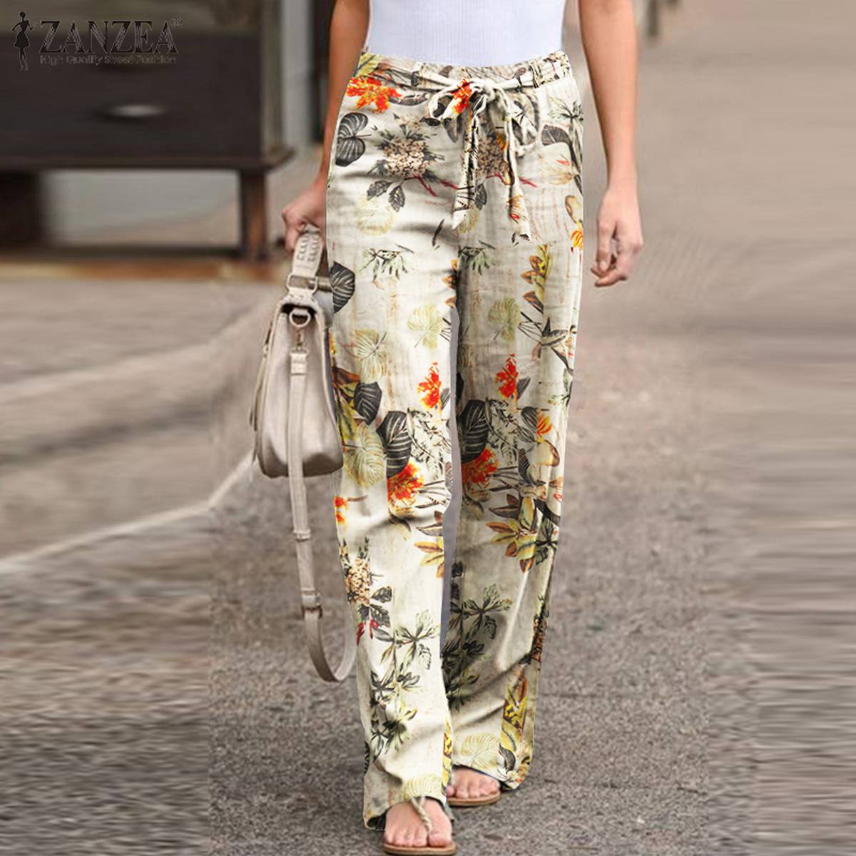 Women Vintage Floral Printed Long Pants 