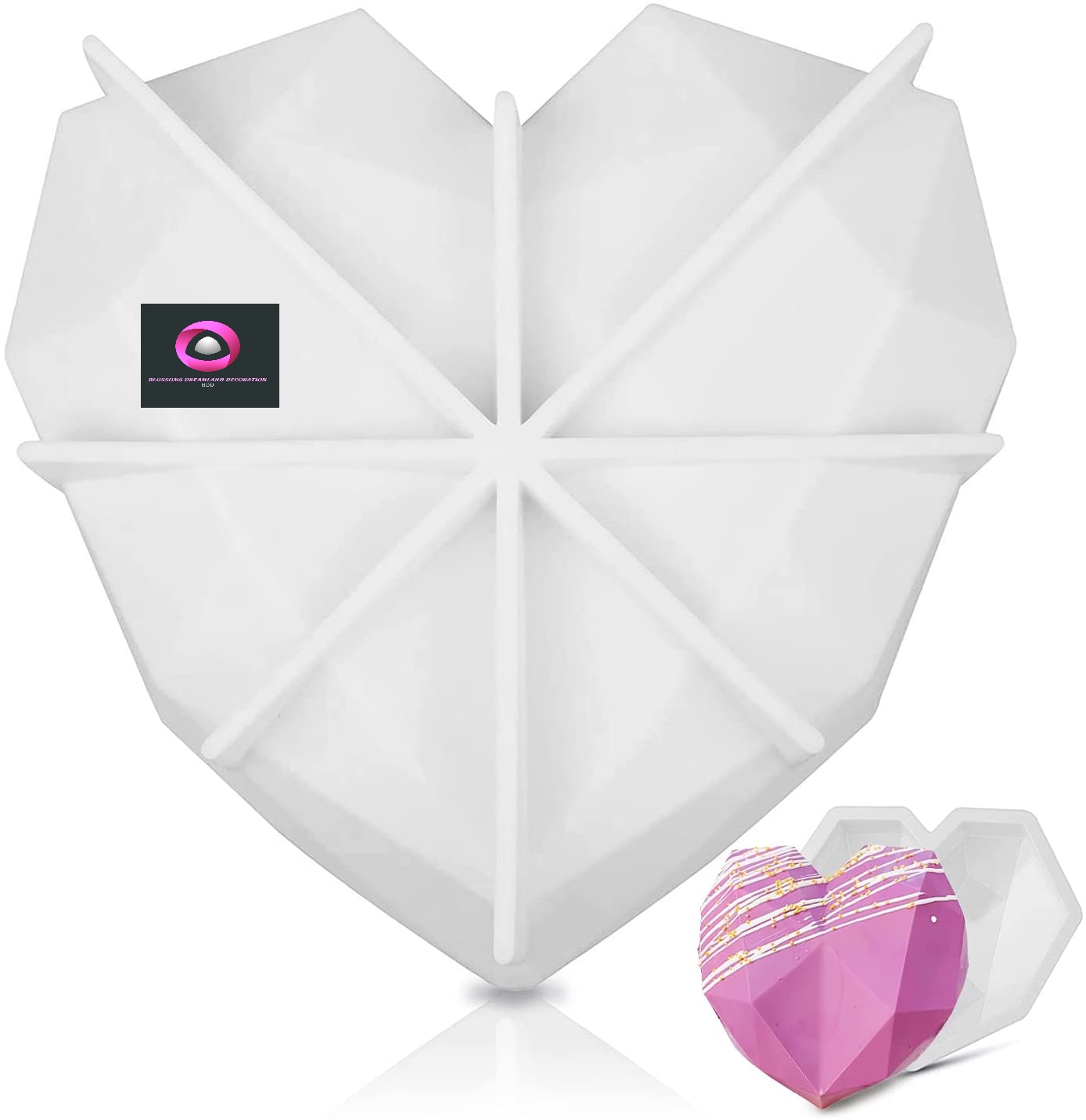 Heart Silicone Molds for Baking - Chocolate Molds Silicone Shapes Non-stick Heart Shaped Cake Pan 3D For Mousse, Chocolate Brownie, Cheesecake, Jelly, Ice Cream, Fondant, Cakes - Breakable Heart Mold. 