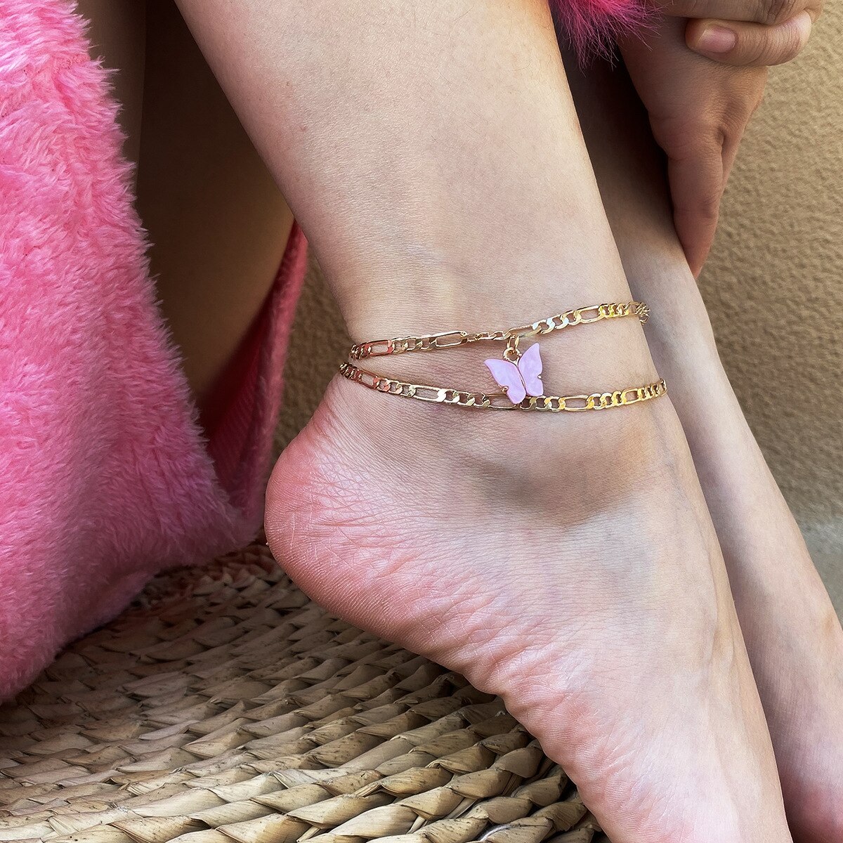 purple butterfly anklet