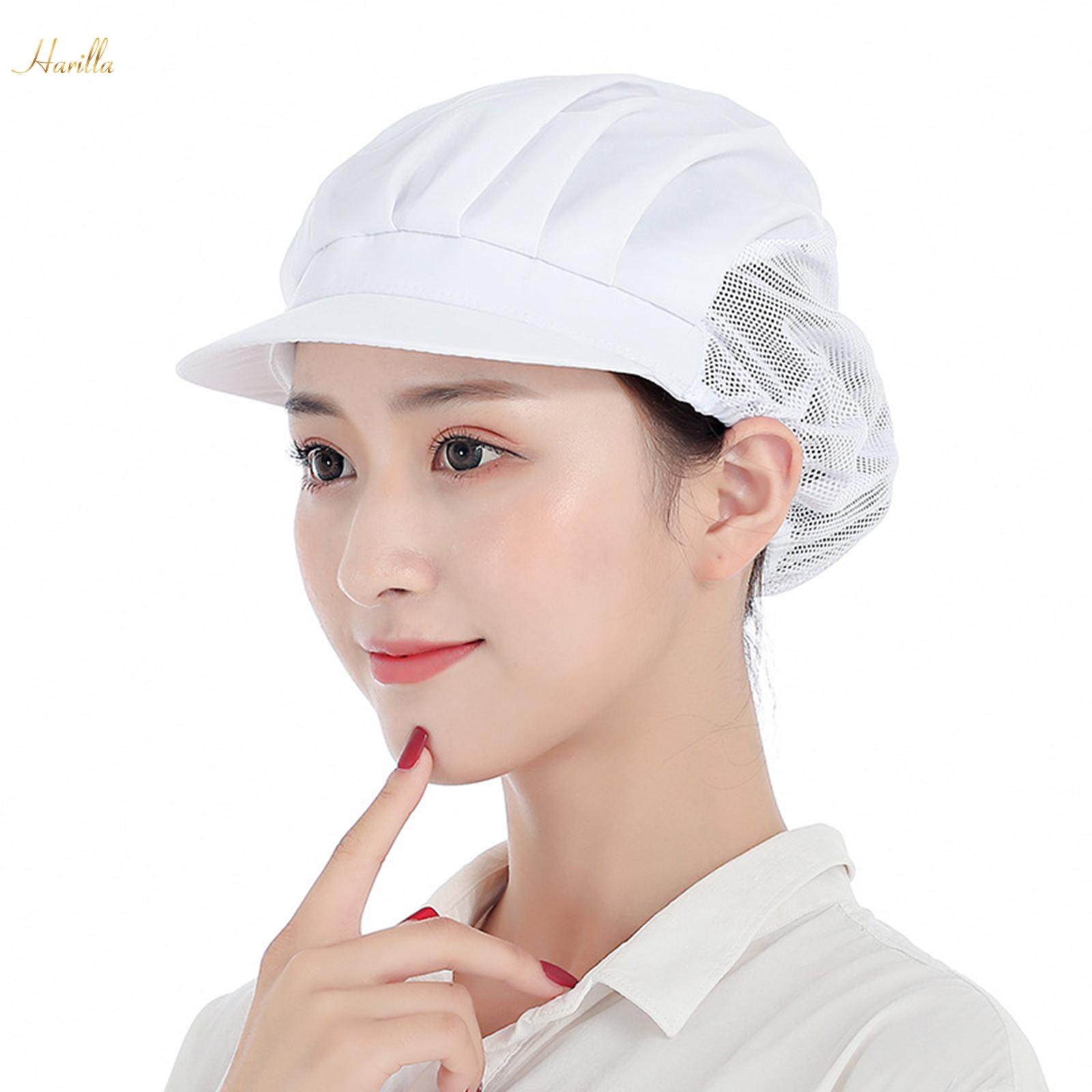 Chef Hat Mesh Food Service Baker Cap Waiter Cap for Commercial Multipurpose White Half Mesh