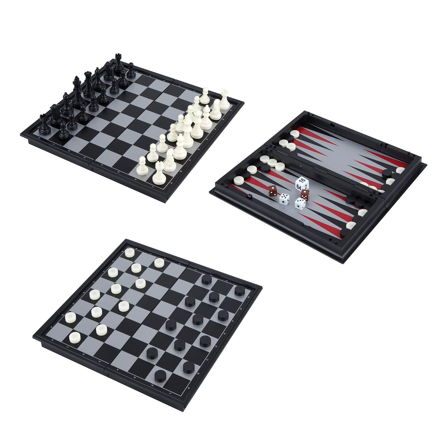 3-in-1 Vintage Giant Checkers, Tic, Tac, Toe, With Reversible Mat, 24 Chips, Family Board Game, Lawn Game, BBQ Party Favor, Indoor And Outdoor Activity For Kids And Adults - View #3